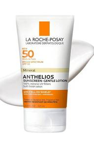 lot 27711 image: 3.0oz, La Roche-Posay Anthelios Mineral Sunscreen SPF 50 Gentle Lotion, Broad Spectrum SPF  Antioxidants, Face & Body Sunscreen, Titanium Dioxide & Zinc Oxide, Oxybenzone Free, Oil Free  - Retail $27