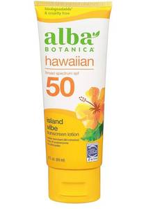 lot 27712 image: Alba Botanica Sunscreen Lotion, SPF 50, Island Vibe, 3 Oz. - Retail $13