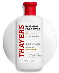 lot 27723 image: THAYERS Milky Face Toner Skin Care with Snow Mushroom Tremella and Hyaluronic Acid, Natural Gentle Facial Toner, for Dry and Sensitive Skin, 355mL - Retail $15