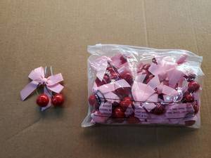lot 27731 image: Decorative Cherry Picks with Pink Ribbon Bows �� Bulk Lot - Retail $8