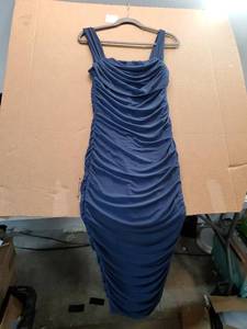 lot 27736 image: Blue Ruched Bodycon Midi Dress M - Retail $25