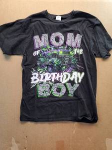 lot 27740 image: Mom of the Birthday Boy Monster Truck T-Shirt M - Retail $8