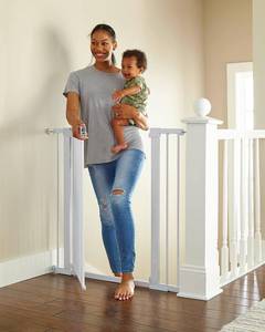lot 7407 image: $113 Cumbor 36 Extra Tall Baby Gate, 29.7-40.6 Auto-Close White