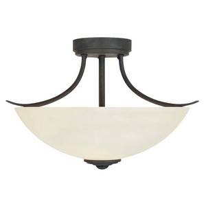 lot 7429 image: $69 Montego 16 in. 2-Light Oil Rubbed Bronze Farmhouse Semi-Flush