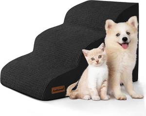 lot 7451 image: Aodisman 3-Step Dog Ramp & Stairs for SofaChair, Non-Slip,15.7H