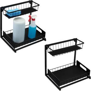lot 7454 image: Amazon L-Shape Under Sink Cabinet Organizer, Pack of 2