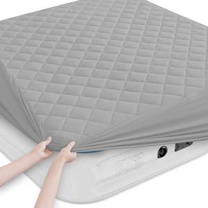 lot 7474 image: Queen Mattress Pad - Soft Quilted, Deep Pocket, Breathable, Grey