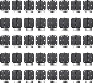 lot 7483 image: $60 40-Pack Matte Black 3x3 in Door Hinges, Rounded 58 Radius
