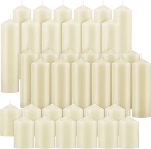 lot 7504 image: $90 MTLEE 36 Pcs Pillar Candles Bulk Set, 2x3in, 6in, 8in, Dripless
