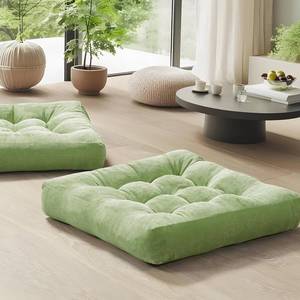 lot 7509 image: $50 Meditation Floor Pillows 2, Tufted Corduroy Cushions, 22x22