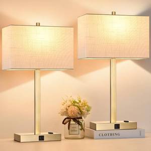 lot 7518 image: $57 2 Pack 21 Touch Bedside Lamps with 2 USBAC Dimming, see note.