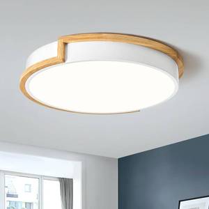lot 7546 image: $70 Dimmable LED Wood Flush Mount Ceiling Light, 5CCT 2700K-6000K, BLACK