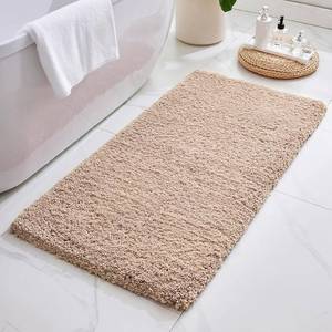 lot 7549 image: $46 ILANGO Beige 48x24 Non-Slip Extra Thick Microfiber Bath Mat