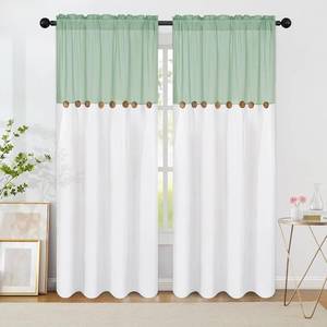 lot 7550 image: FRAMICS Farmhouse Cotton Linen Curtains, NAVY Blue, 2-Panels, 52x84