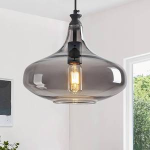 lot 7556 image: $81 Modern Glass Pendant Light 10.63 in Light Grey Shade Farmhouse
