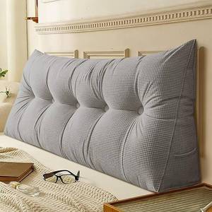 lot 7560 image: $80 Headboard Wedge Pillow Queen Backrest Cushion Light Grey