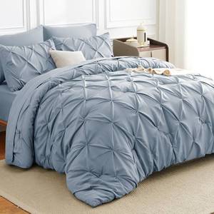 lot 7562 image: $72 HIMEET Cal King Comforter Set 7 Pieces Bed in a Bag Gray Blue