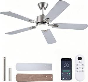 lot 7563 image: $63 FUMLTP 52in Ceiling Fan with Lights, Dimmable LED, DC Motor