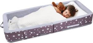 lot 7573 image: $85 Foldable Toddler Floor Bed with Sides, Foam Bed (Star), Grey
