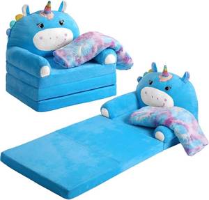 lot 7578 image: Couch 2-in-1 Fold-Out Sofa with Flip-Out Foam Chair Blanket