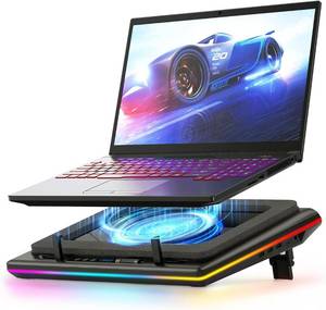 lot 7594 image: $91 llano V12 Gaming Laptop Cooling Pad with 5.5in Turbofan, 15.6-19in
