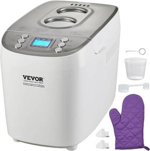 lot 7600 image: $85 VEVOR Bread Maker, 15 Programs, Digital, 3 Loaf Sizes, White