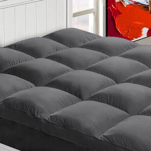lot 7611 image: $56 King Mattress Topper for Back Pain, Extra Thick Pad, Grey