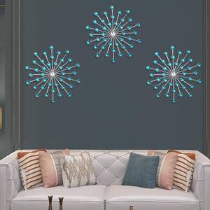 lot 7621 image: DXYAKY 3-Pack Blue Metal Starburst Wall Art Decor, 9.8 Hanging