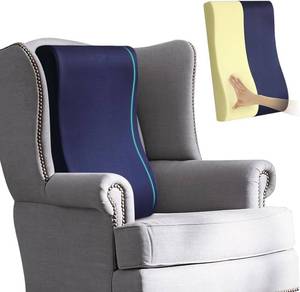 lot 7624 image: 2-in-1 Neck & Lumbar Support Pillow for Recliners, Gliders, Navy M