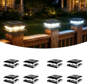 lot 7626 image: 4x4 Solar Post Cap Lights, 8 Pack, Fence Post Lights