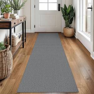 lot 7627 image: EARTHALL Washable Runner Rug 2x7 ft, Rubber-Backed, Charcoal