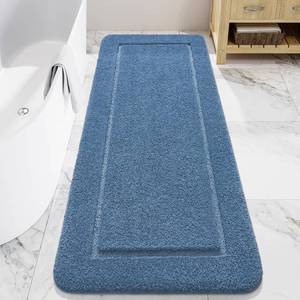 lot 7636 image: LOCHAS Bathroom Rug 24x60 Non-Slip Washable Blue Shag Bath Mat