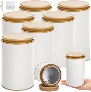 lot 7641 image: Tlence 6 Pack Tea Tins   23 Fl oz Airtight Round Canisters, White