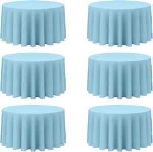 lot 7657 image: $69 BRILLMAX 6-Pack Light Blue Round Tablecloths, 120 In, 150 GSM