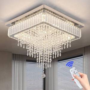 lot 7665 image: $128 VETRULUS Crystal Ceiling Light - Square Flush Mount LED Dimmable