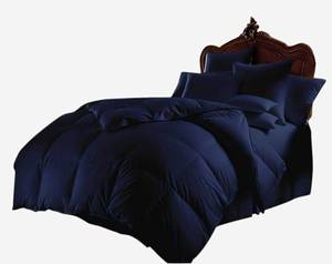 lot 7669 image: $134 100% Cotton, 600TC, 3pc 300GSM Comforter Set, Full Navy