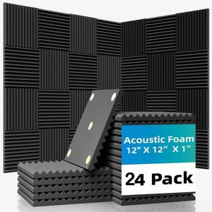 lot 7673 image: 24 Pack Sound Proof Foam Panels 1x12x12 (Black) see note