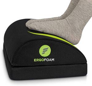 lot 7681 image: $46 ErgoFoam Adjustable Foot Rest - Mesh Orthopedic Teardrop (Black)