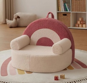 lot 7690 image: $69 Compressed Foam Kids Chair Soft Teddy Plush, Toddler Reading Armchair