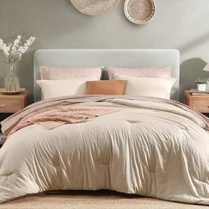 lot 7691 image: $64 Monbix King Size Comforter Set - 7-Piece Oatmeal Bed in a Bag