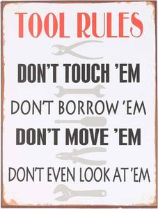 lot 7697 image: NIKKY HOME Tool Rules Metal Decoration - Sign 10.4x13.8in