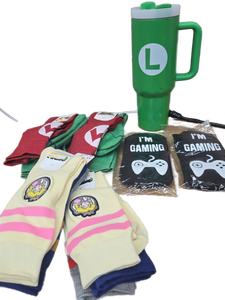 lot 37893 image: Luigi Tumbler with Socks Bundle, Dented Bottle, See Pictures