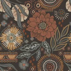 lot 37897 image: Peel and Stick Wallpaper Boho Wallpaper Dark Floral Contact Paper Vintage Removable Self-Adhesive Wall Paper for BedroomShelvesCabinet Waterproof for Bathroom Vinyl 17.3x118