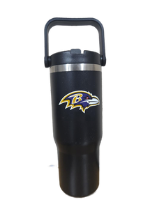 lot 37913 image: Baltimore Ravens Insulated Tumbler with Handle and Lid