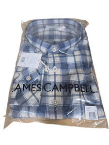 lot 37974 image: James Campbell Mens Plaid Button-Up Shirt Blue -White XXL