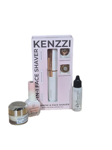 lot 37975 image: KENZZI 2-in-1 Face Shaver Brow & Facial Hair Remover with Beauty Accessories Lot