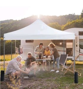 lot 40766 image: GIANNA 10x10 FT Pop Up Canopy Tent with Slant Legs and Carrying Bag, Easy Setup Outdoor Shelter for Patio, Garden, Beach, White