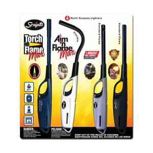 lot 40803 image: 4 Pack SCRIPTO Multi-Purpose Lighter BBQ Barbecue Camping Durable Lighters