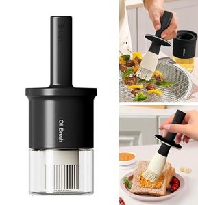 lot 40810 image: YARRAMATE 300ml 10oz Oil Dispenser with Brush - Glass Oil Bottle for Kitchen with Silicone Heat Resistant Basting Brush - Cooking Brush for Vinegar Sauce BBQ Grill Frying - Black