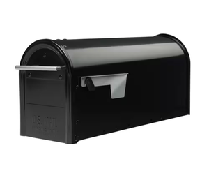 lot 6 image: Architectural Mailboxes Black Galvanized Steel Mailbox with Post - Retail $45